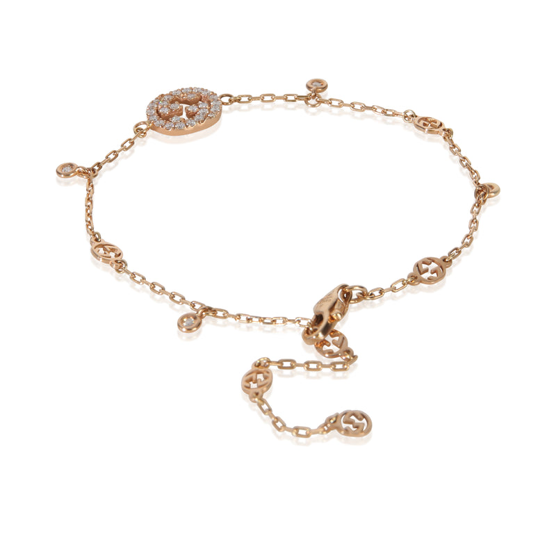 Gucci Rose Gold Diamond Interlocking G Bracelet 18k