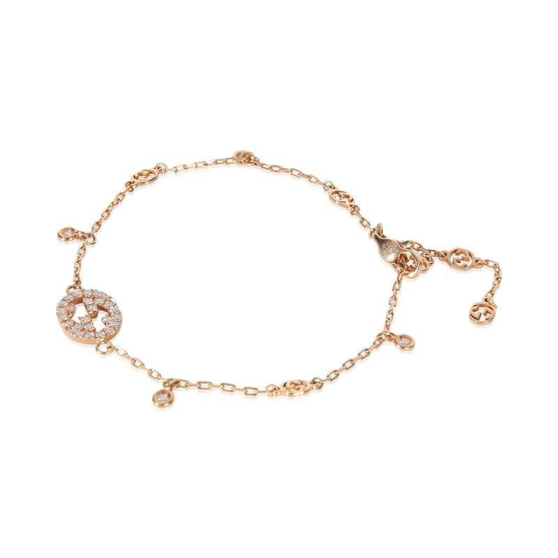 Gucci Rose Gold Diamond Interlocking G Bracelet 18k