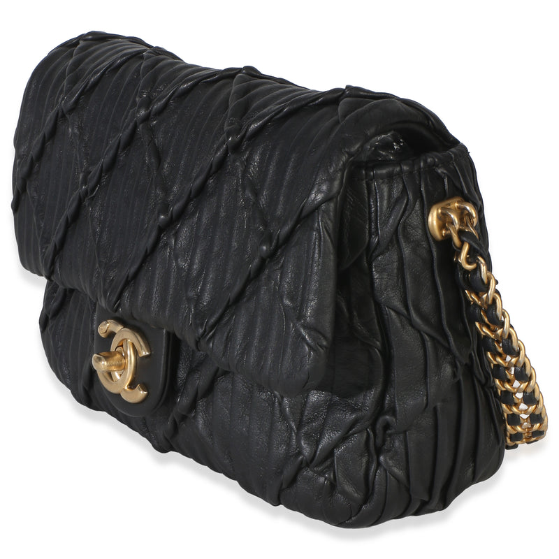 Chanel Black Pleated Lambskin Mini Soul Flap Bag Leather Handbag
