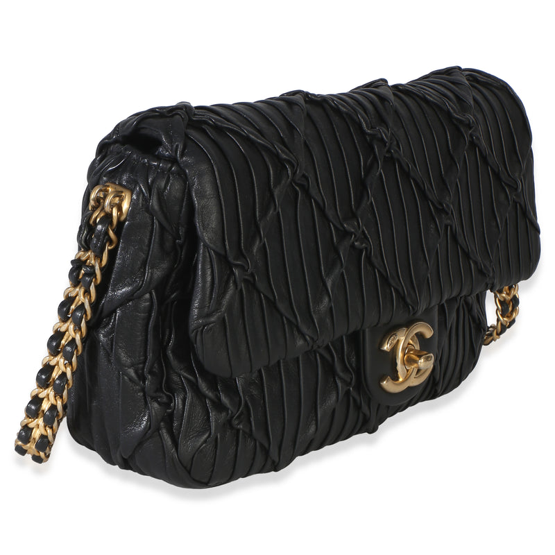 Chanel Black Pleated Lambskin Mini Soul Flap Bag Leather Handbag