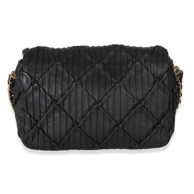Chanel Black Pleated Lambskin Mini Soul Flap Bag Leather Handbag