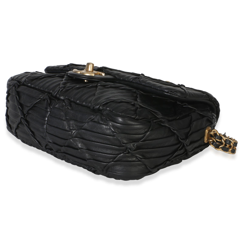 Chanel Black Pleated Lambskin Mini Soul Flap Bag Leather Handbag