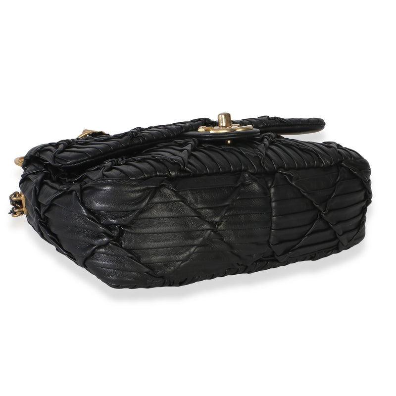 Chanel Black Pleated Lambskin Mini Soul Flap Bag Leather Handbag