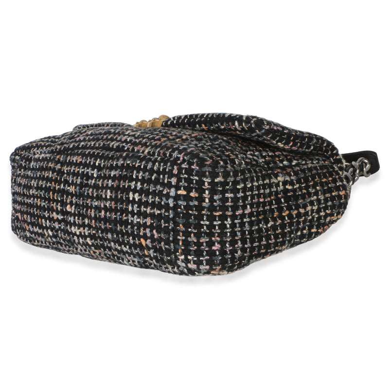 Chanel Black Multicolor Tweed Quilted Medium 19 Flap Bag Black; Handbag