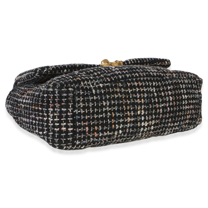 Chanel Black Multicolor Tweed Quilted Medium 19 Flap Bag Black; Handbag