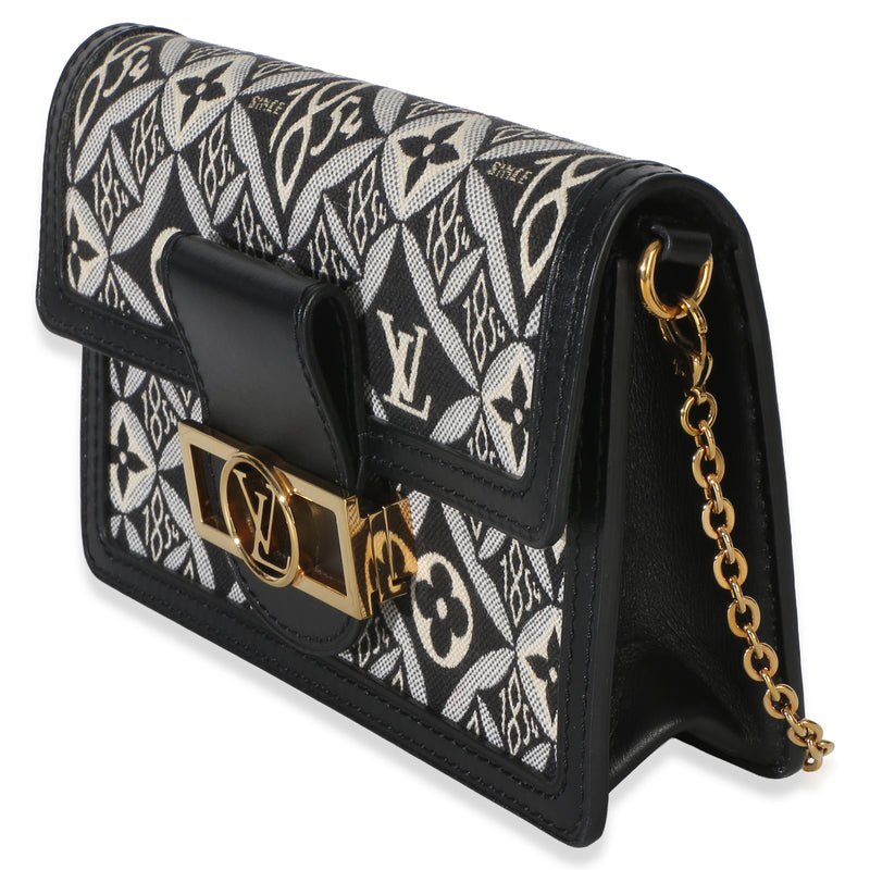 Louis Vuitton Black Blue Jacquard Since 1854 Dauphine Chain Wallet Fabric Handbag