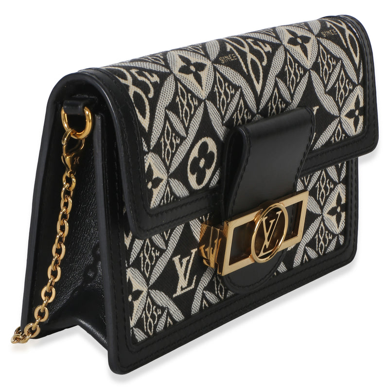 Louis Vuitton Black Blue Jacquard Since 1854 Dauphine Chain Wallet Fabric Handbag