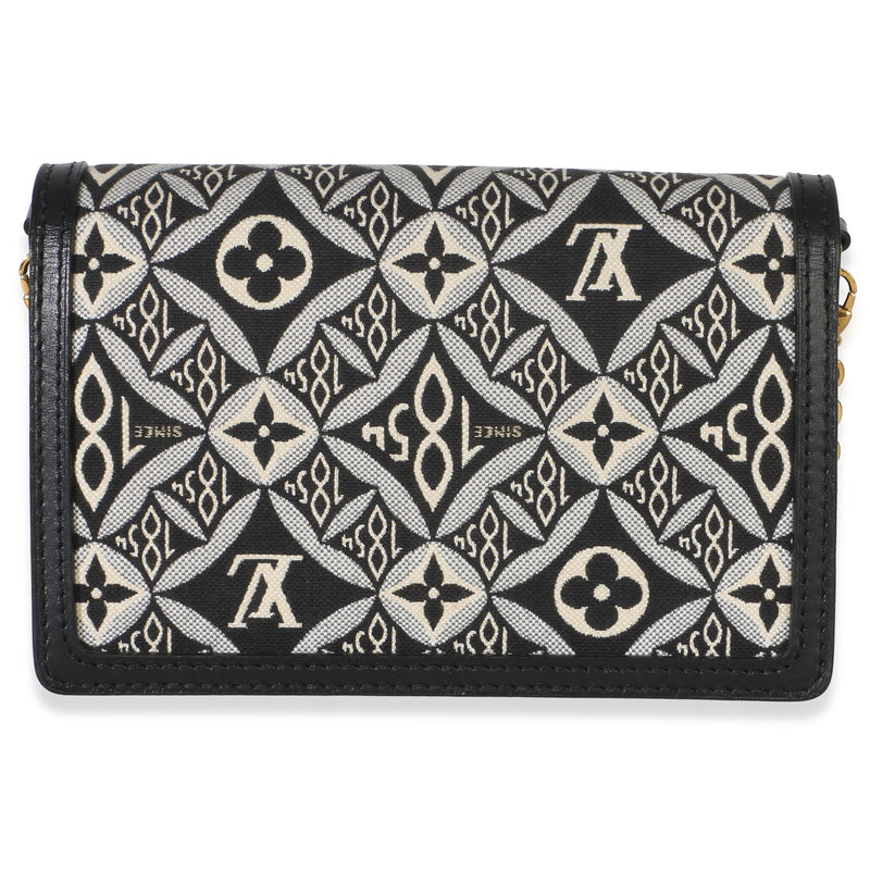 Louis Vuitton Black Blue Jacquard Since 1854 Dauphine Chain Wallet Fabric Handbag