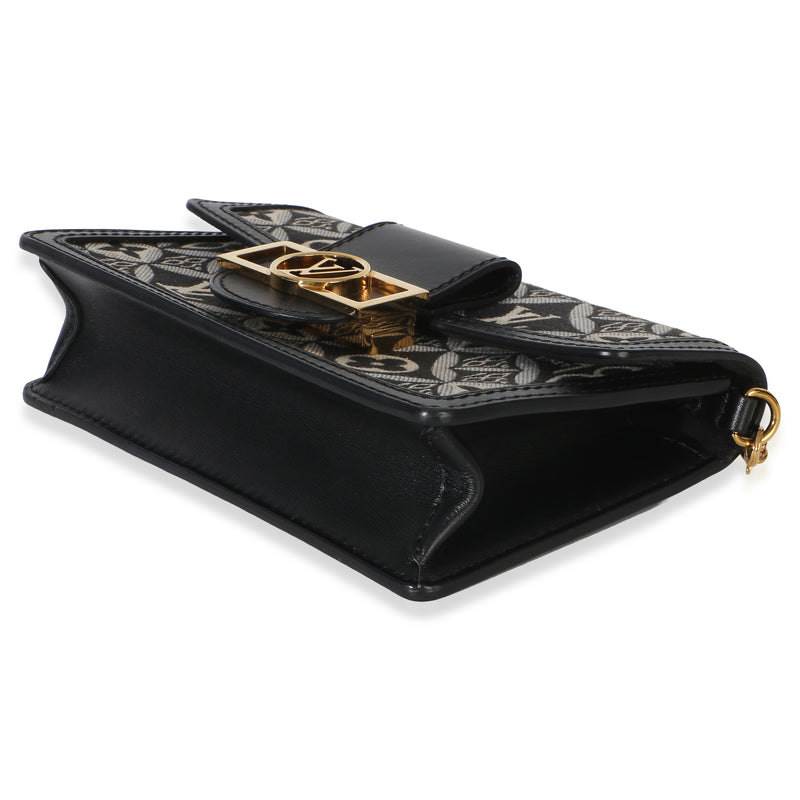 Louis Vuitton Black Blue Jacquard Since 1854 Dauphine Chain Wallet Fabric Handbag