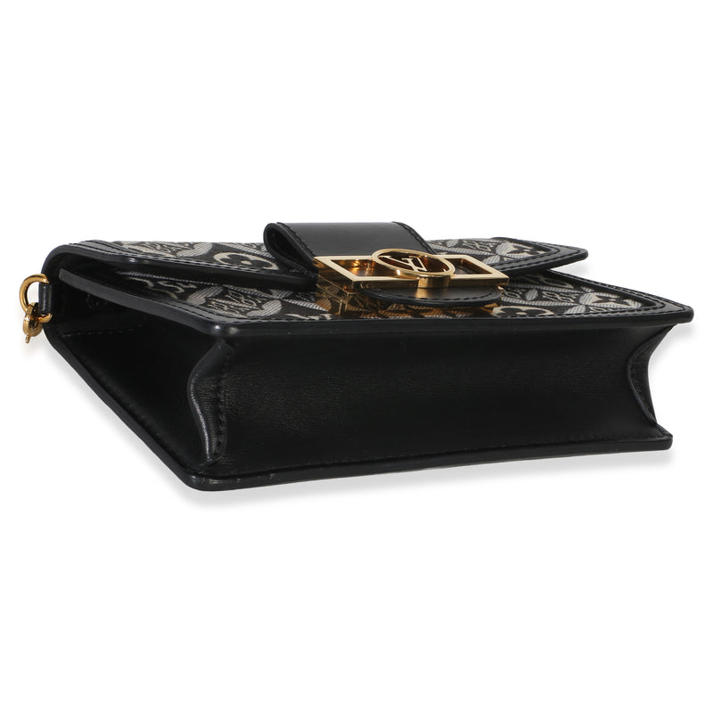 Louis Vuitton Black Blue Jacquard Since 1854 Dauphine Chain Wallet Fabric Handbag