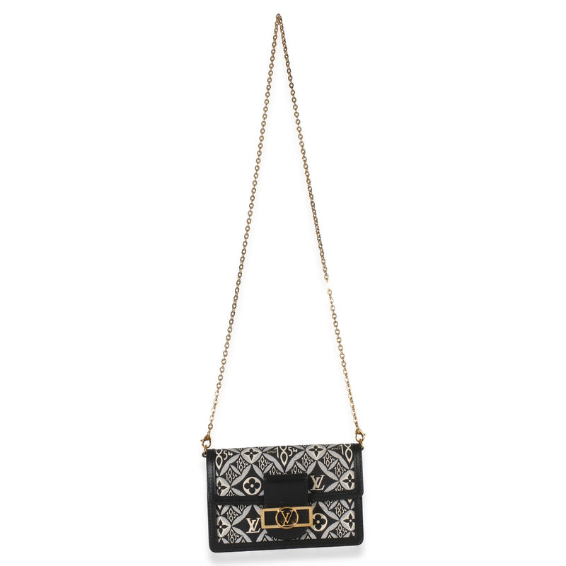 Louis Vuitton Black Blue Jacquard Since 1854 Dauphine Chain Wallet Fabric Handbag