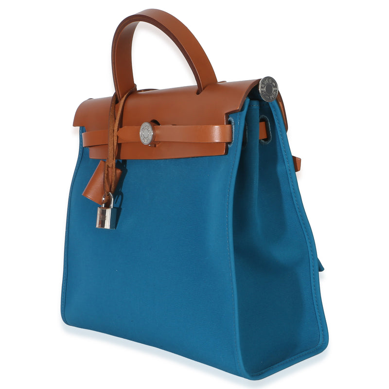 Hermès Bleu Izimir Toile Vache Hunter Herbag Zip 31 Phw Blue Canvas Handbag