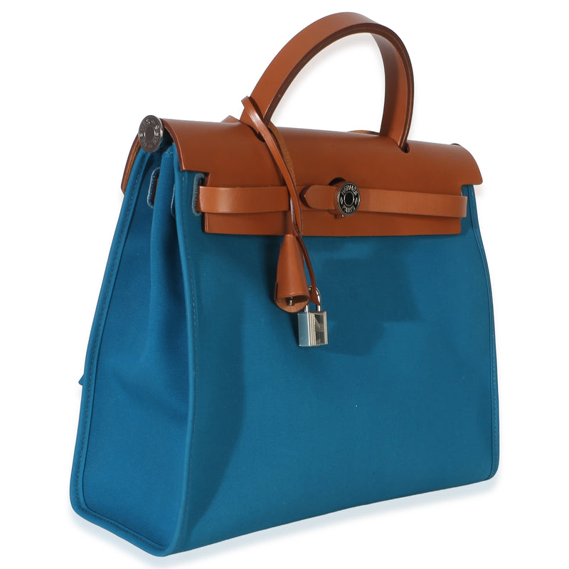 Hermès Bleu Izimir Toile Vache Hunter Herbag Zip 31 Phw Blue Canvas Handbag