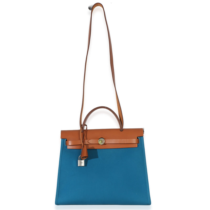 Hermès Bleu Izimir Toile Vache Hunter Herbag Zip 31 Phw Blue Canvas Handbag