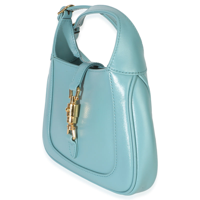 Gucci Dusty Azure Boarded Dyana Lux Calfskin Mini Jackie 1961 Hobo Blue Leather Handbag