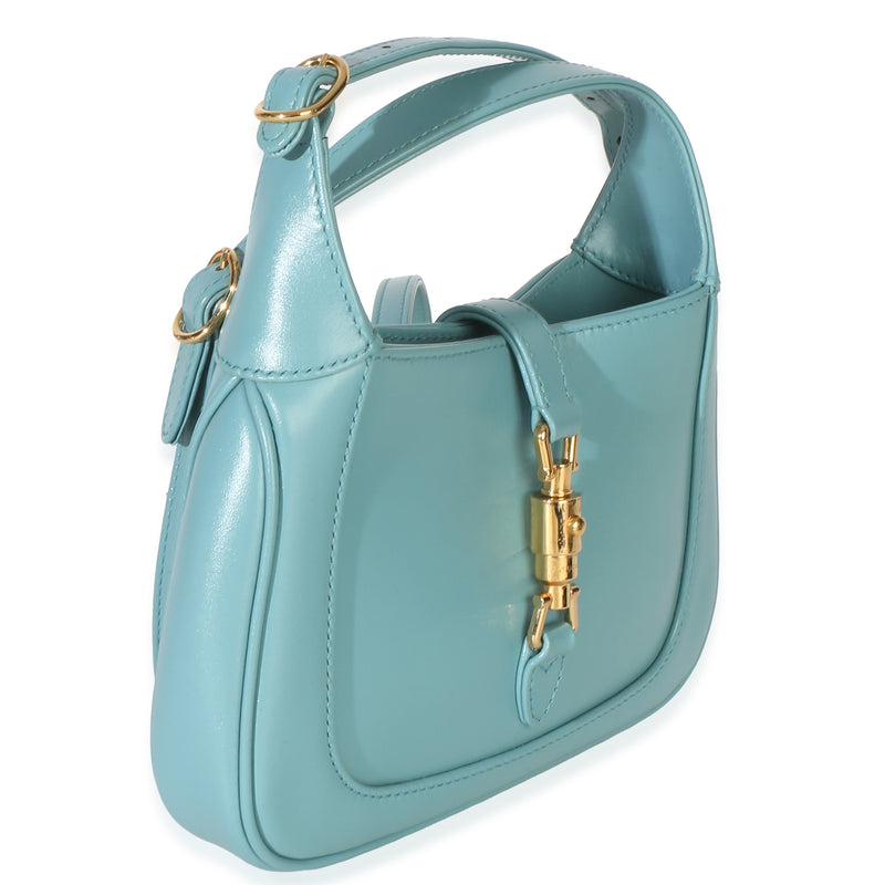 Gucci Dusty Azure Boarded Dyana Lux Calfskin Mini Jackie 1961 Hobo Blue Leather Handbag