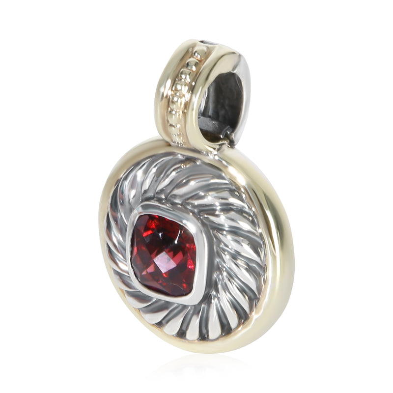 David Yurman Yellow Gold & Sterling Silver Garnet Albion Pendant 14k