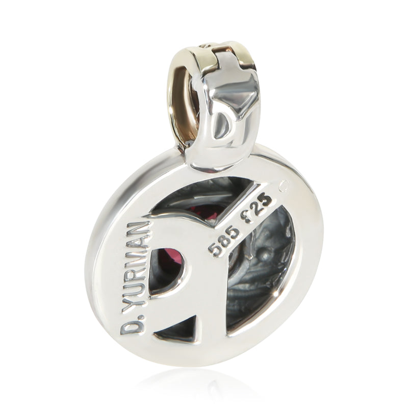David Yurman Yellow Gold & Sterling Silver Garnet Albion Pendant 14k