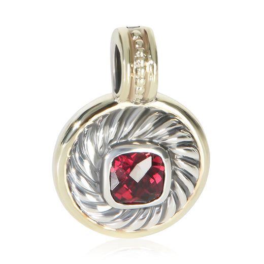 David Yurman Yellow Gold & Sterling Silver Garnet Albion Pendant 14k