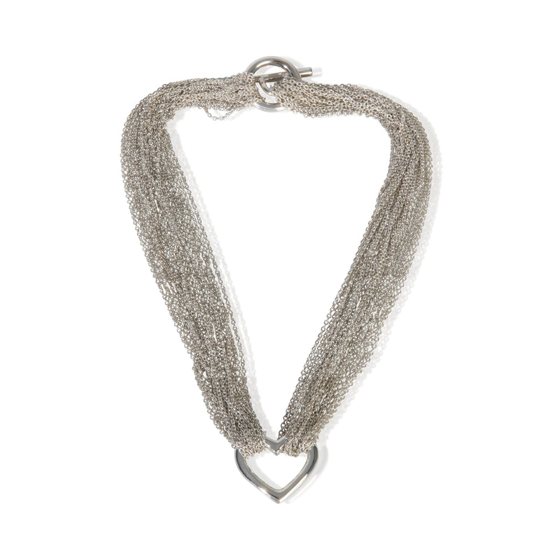 Tiffany & Co. Sterling Silver Multi Strand Heart Necklace 925