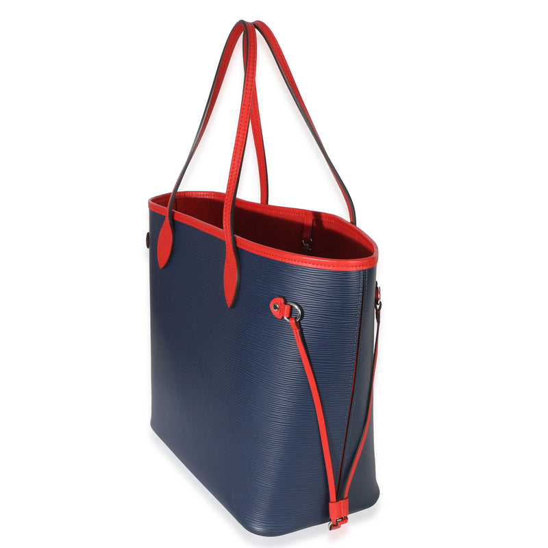 Louis Vuitton Blue Red Epi Neverfull Mm Leather Handbag