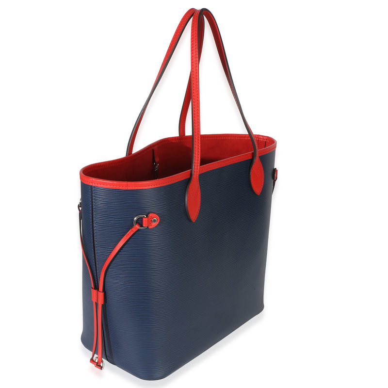 Louis Vuitton Blue Red Epi Neverfull Mm Leather Handbag