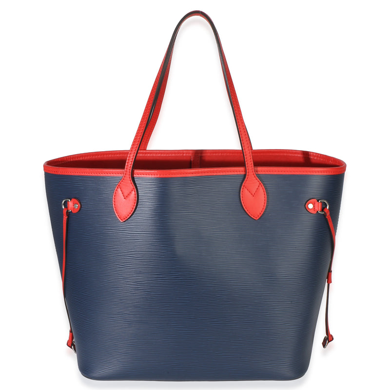 Louis Vuitton Blue Red Epi Neverfull Mm Leather Handbag