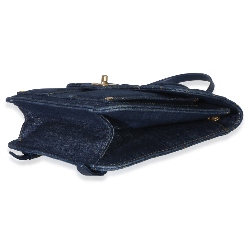 Chanel Dark Blue Quilted Denim Double You Backpack Handbag