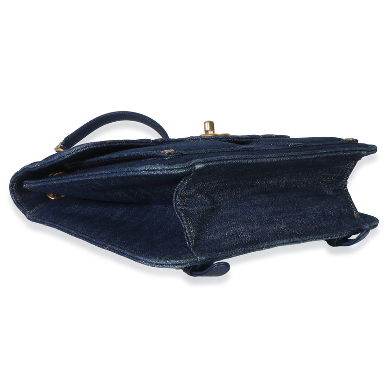 Chanel Dark Blue Quilted Denim Double You Backpack Handbag