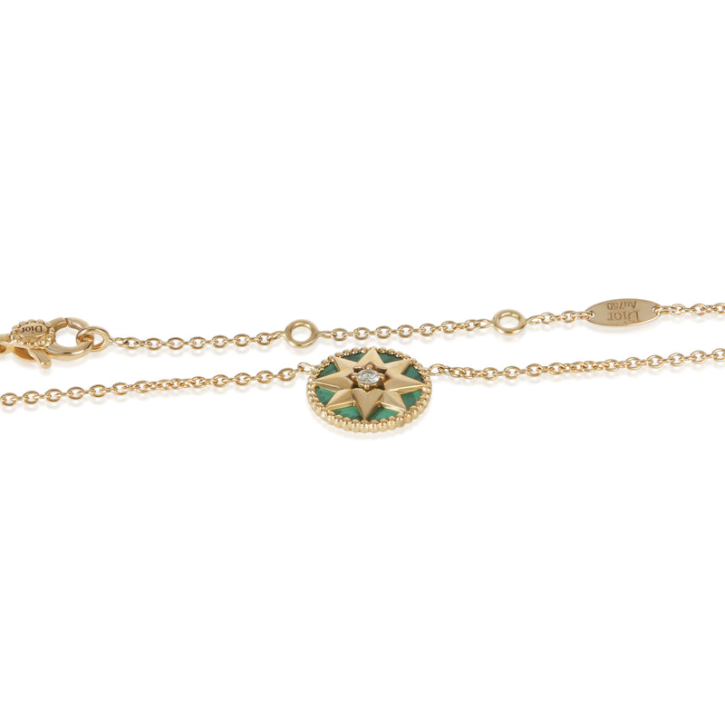 Christian Dior Yellow Gold Malachite And Diamond Rose Des Vents Necklace 18k
