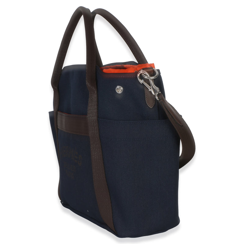 Hermès Bleu Navy Feu Canvas The Grooming Bag Blue Handbag