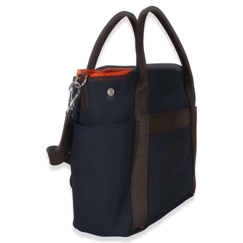 Hermès Bleu Navy Feu Canvas The Grooming Bag Blue Handbag