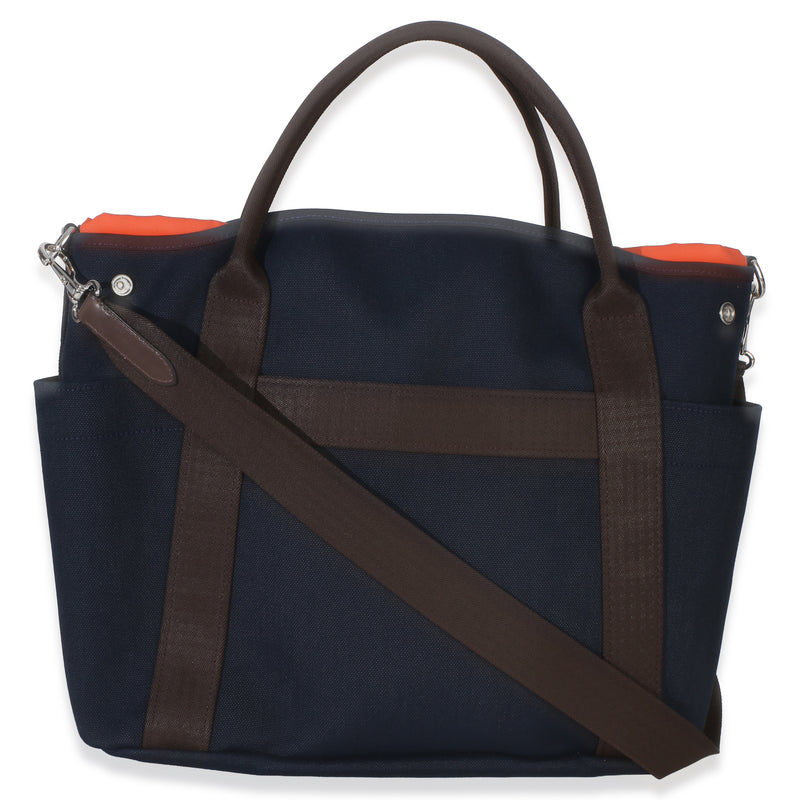 Hermès Bleu Navy Feu Canvas The Grooming Bag Blue Handbag