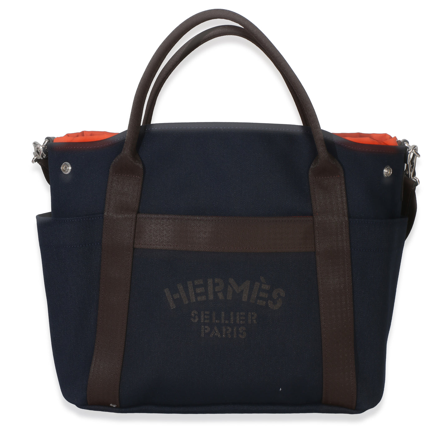 Hermès Bleu Navy Feu Canvas The Grooming Bag Blue Handbag