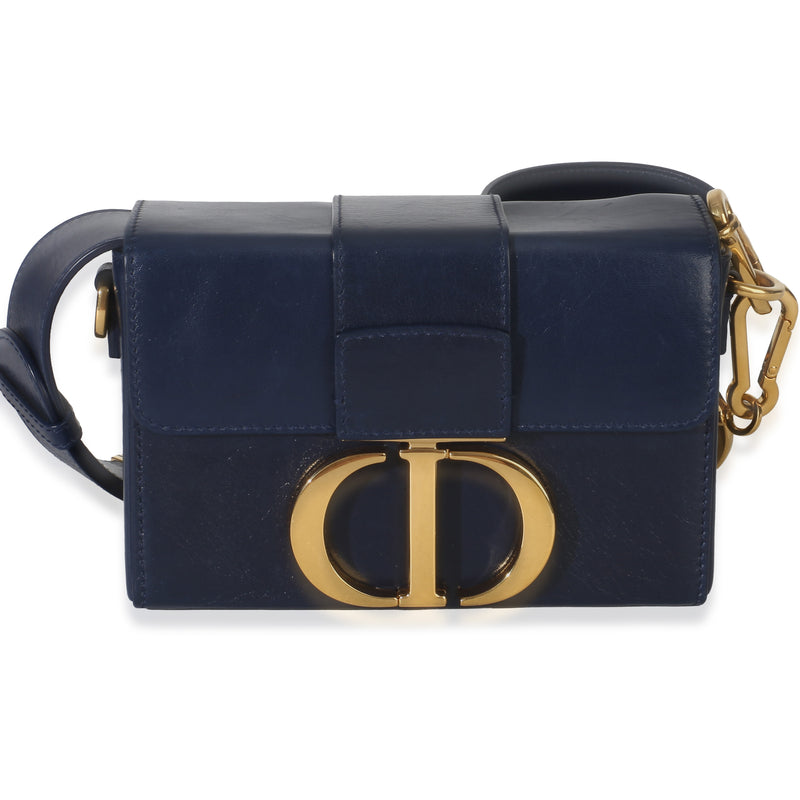 Christian Dior Navy Calfskin 30 Montaigne Box Bag Blue Leather Handbag