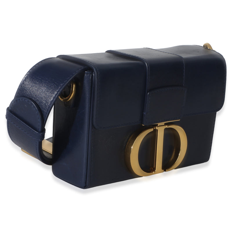 Christian Dior Navy Calfskin 30 Montaigne Box Bag Blue Leather Handbag