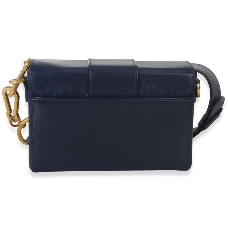 Christian Dior Navy Calfskin 30 Montaigne Box Bag Blue Leather Handbag