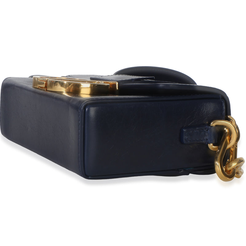 Christian Dior Navy Calfskin 30 Montaigne Box Bag Blue Leather Handbag