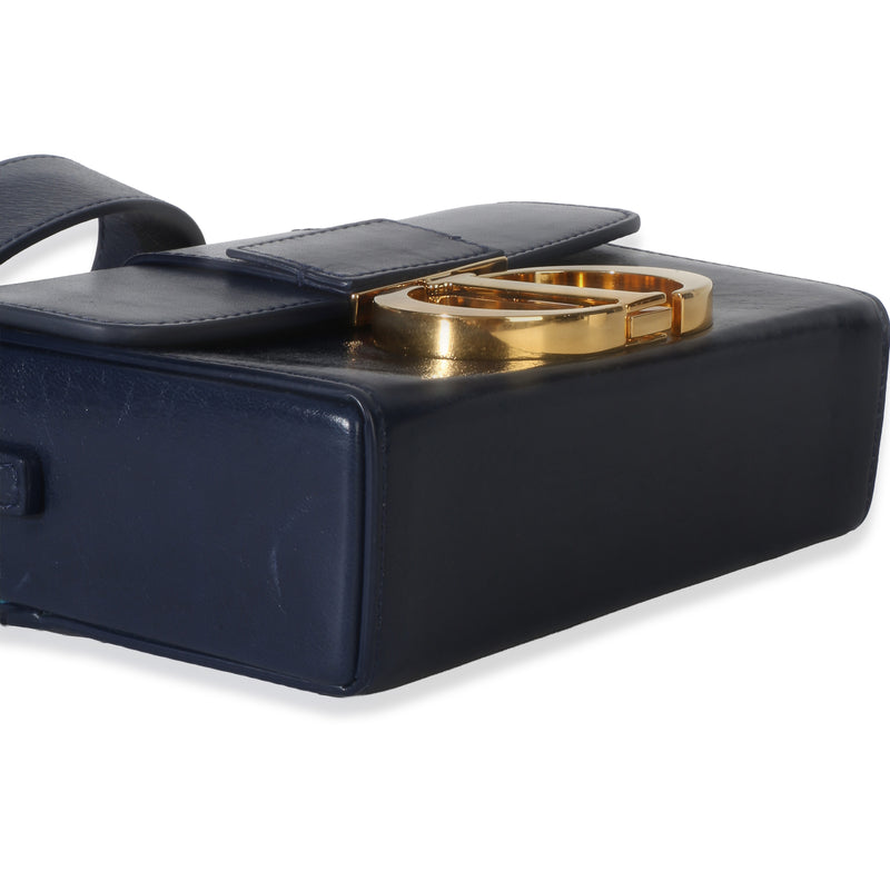 Christian Dior Navy Calfskin 30 Montaigne Box Bag Blue Leather Handbag