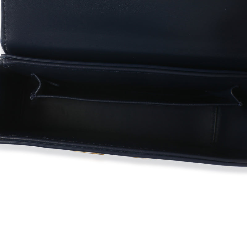 Christian Dior Navy Calfskin 30 Montaigne Box Bag Blue Leather Handbag