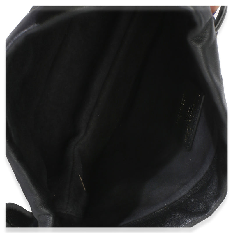 Christian Dior Black Lambskin Cannage Lady Milly Mini Drawstring Bag Leather Handbag