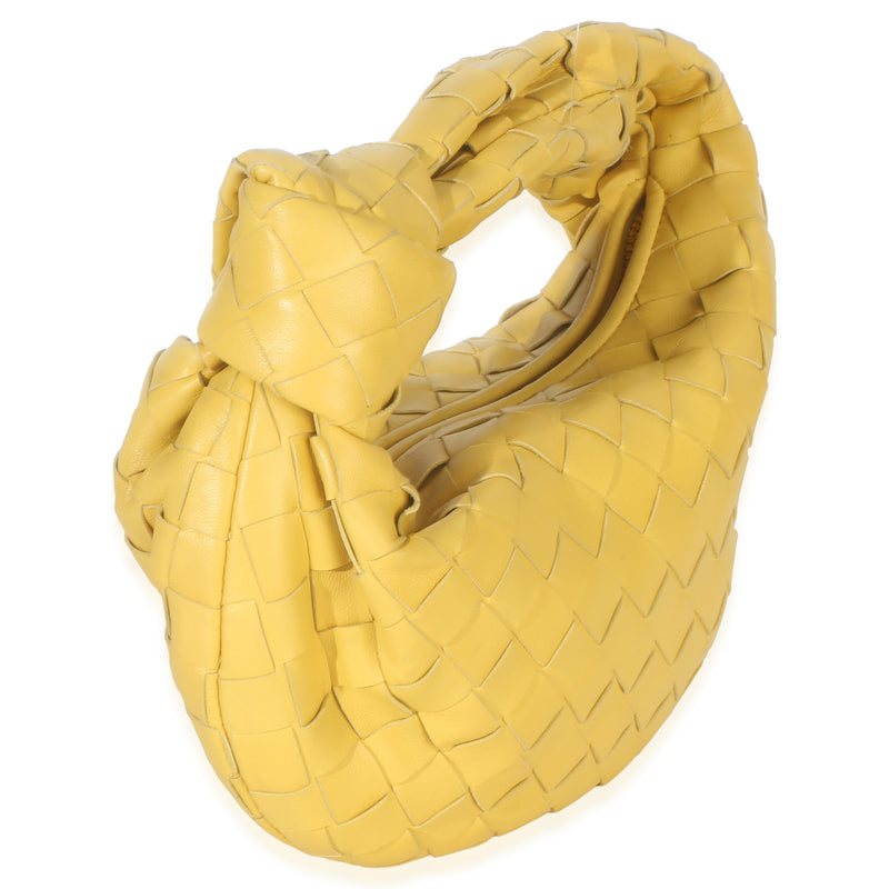 Bottega Veneta Yellow Nappa Intrecciato Mini Jodie Leather Handbag