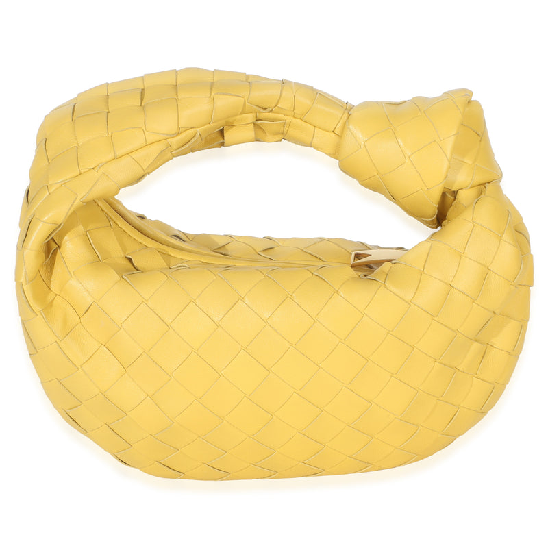 Bottega Veneta Yellow Nappa Intrecciato Mini Jodie Leather Handbag