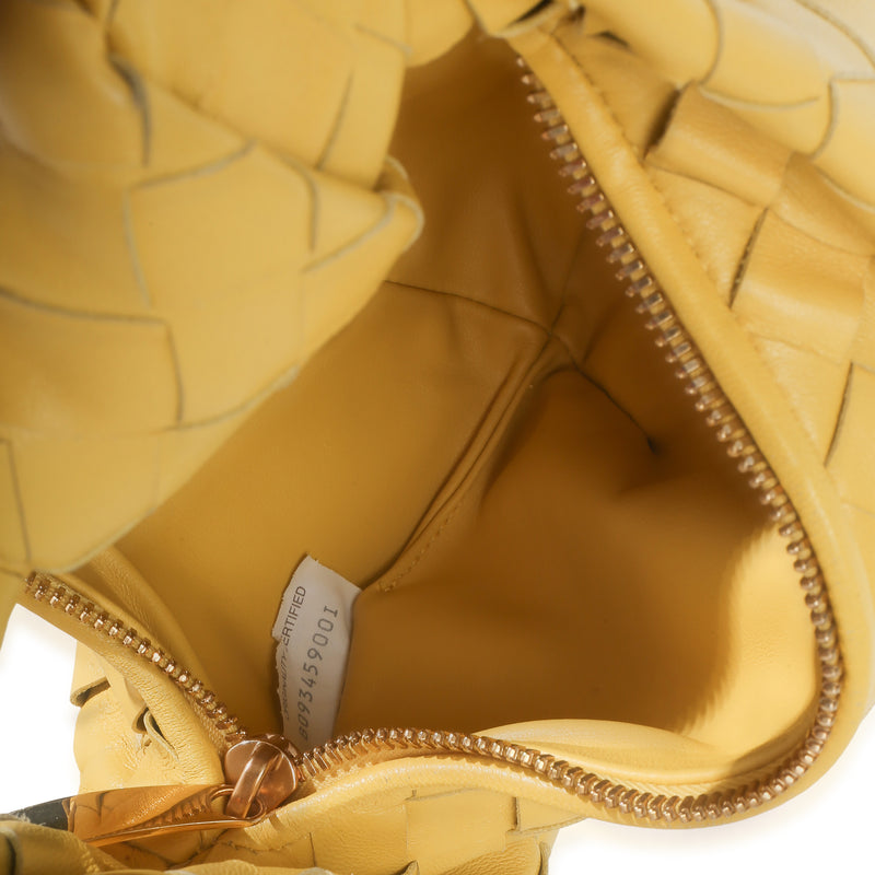 Bottega Veneta Yellow Nappa Intrecciato Mini Jodie Leather Handbag