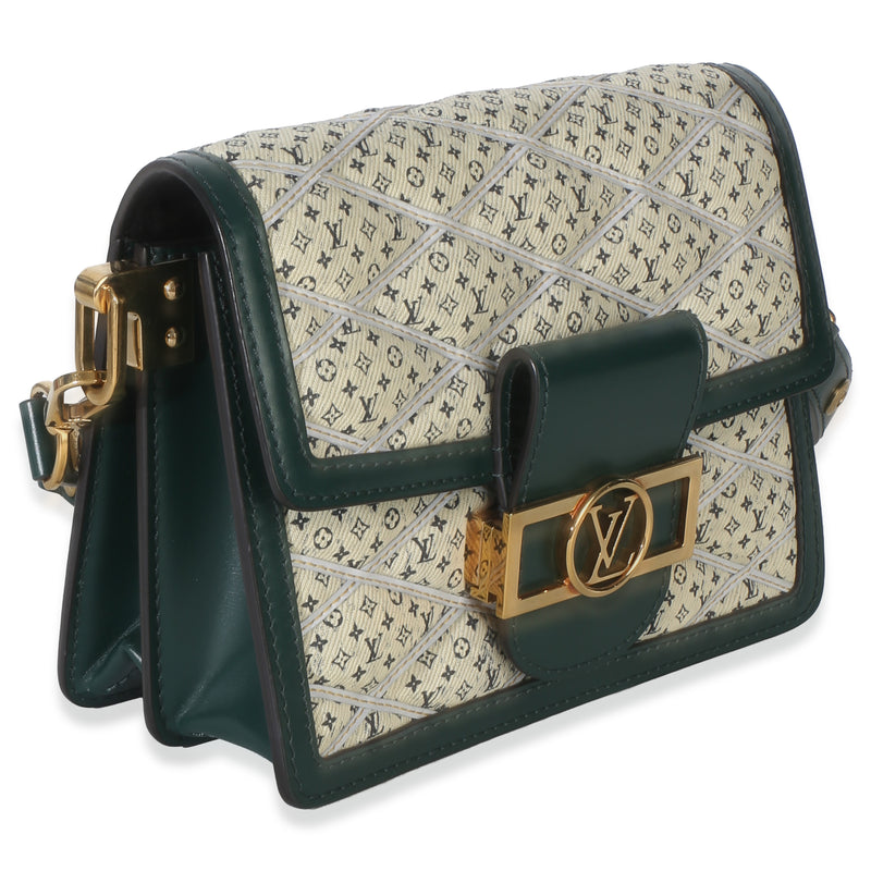 Louis Vuitton Green Quilted Denim Printed Monogram Mini Dauphine Neutral Handbag