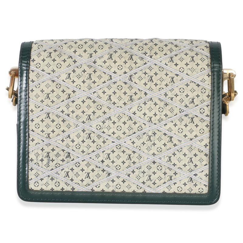 Louis Vuitton Green Quilted Denim Printed Monogram Mini Dauphine Neutral Handbag