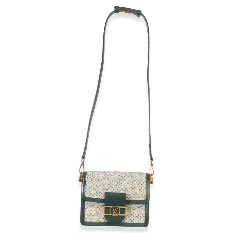 Louis Vuitton Green Quilted Denim Printed Monogram Mini Dauphine Neutral Handbag