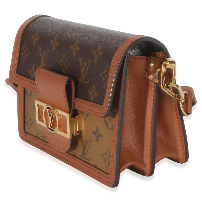 Louis Vuitton Reverse Monogram Canvas Mini Dauphine Black; Brown Coated Handbag