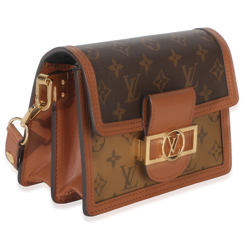 Louis Vuitton Reverse Monogram Canvas Mini Dauphine Black; Brown Coated Handbag