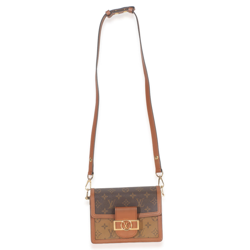 Louis Vuitton Reverse Monogram Canvas Mini Dauphine Black; Brown Coated Handbag